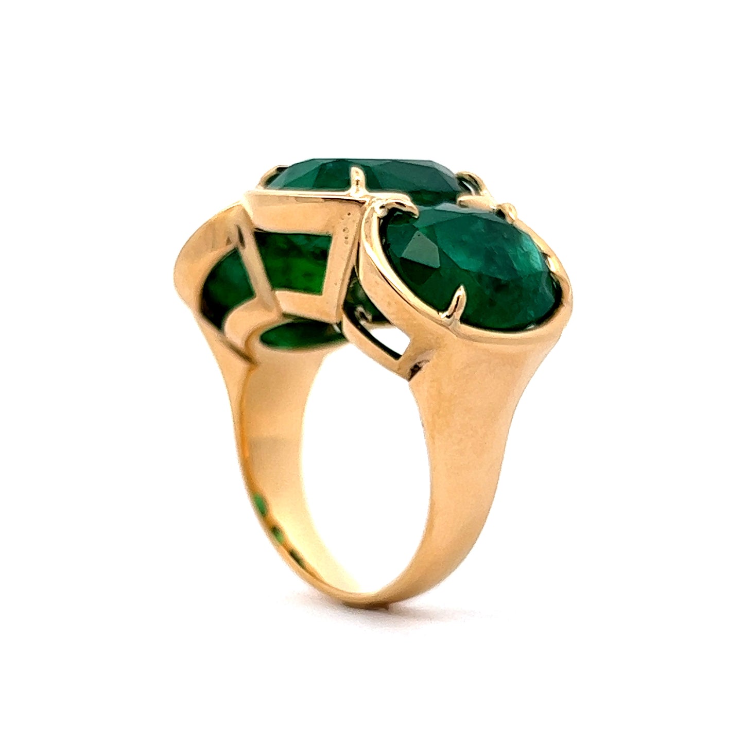 7.75 Oval Cut Emerald Right Hand Ring in 14k Yellow Gold