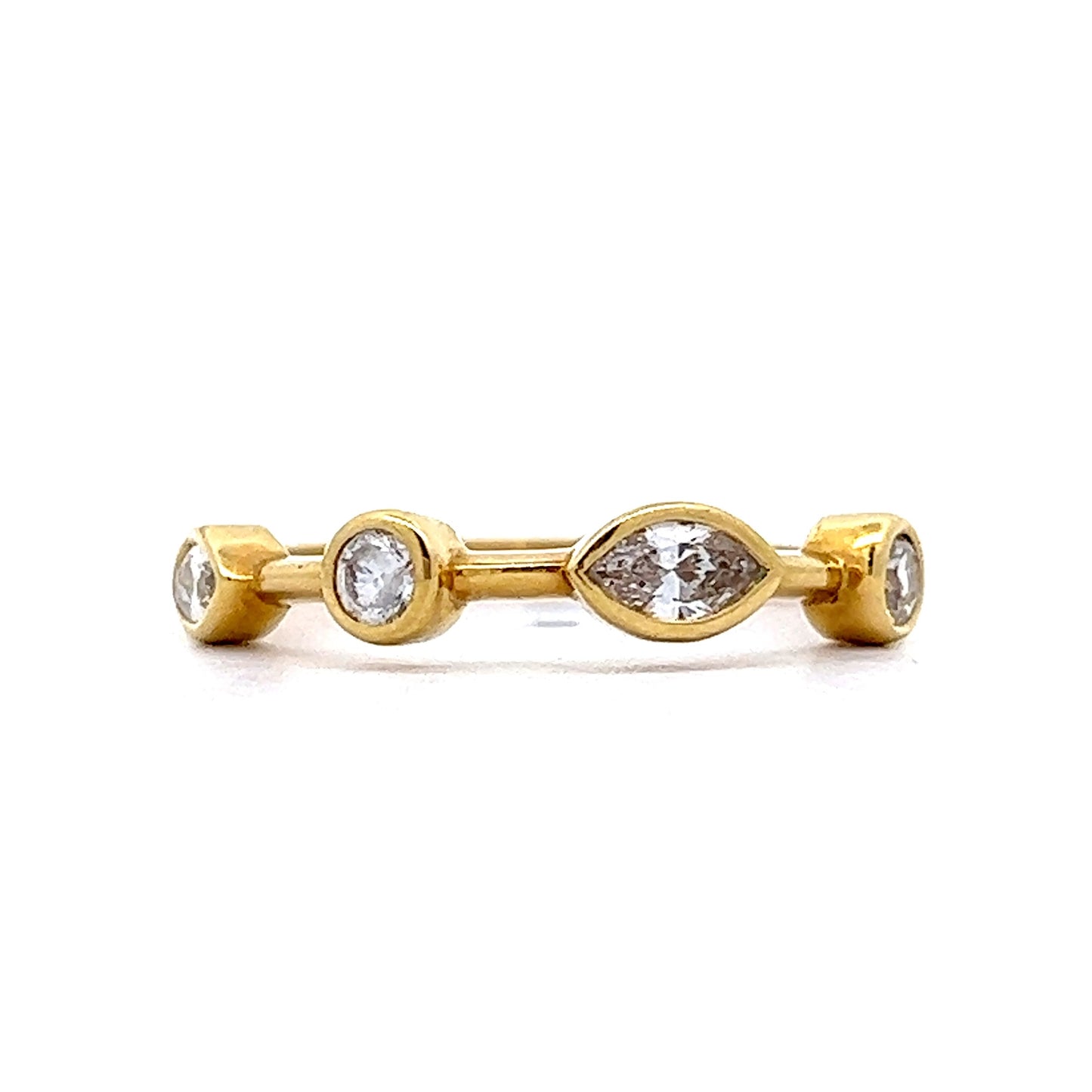 Bezel Set Diamond Right Hand Ring in Yellow Gold