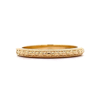 Vintage Inspired Textured Wedding Band in 14k Yellow Gold