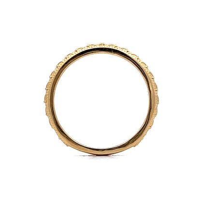 Vintage Inspired Textured Wedding Band in 14k Yellow Gold