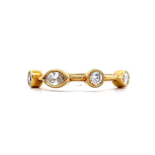 Marquise and Round Diamond Stacking Band in 18k Yellow Gold