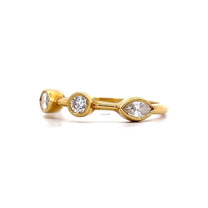 Marquise and Round Diamond Stacking Band in 18k Yellow Gold