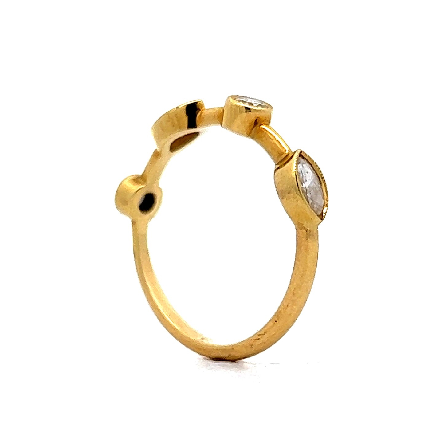 Marquise and Round Diamond Stacking Band in 18k Yellow Gold