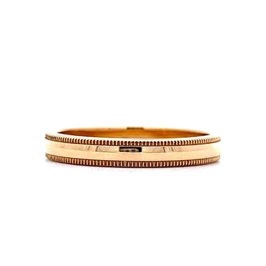 Milgrain Half Round Wedding Band in 14k Yellow Gold