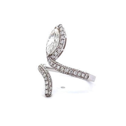 Marquise Diamond Snake Shaped Ring in 14k White Gold