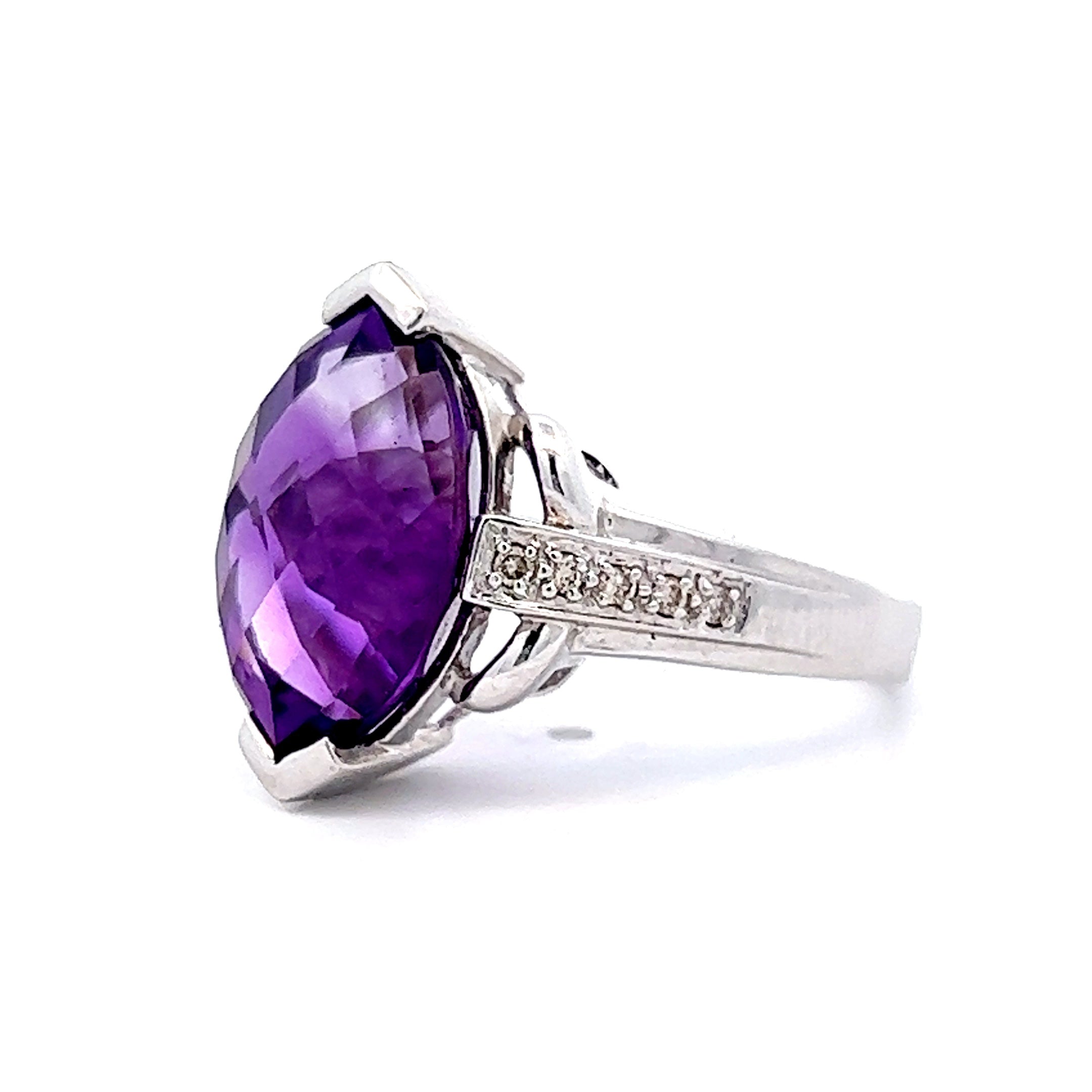 Marquise cut store amethyst ring