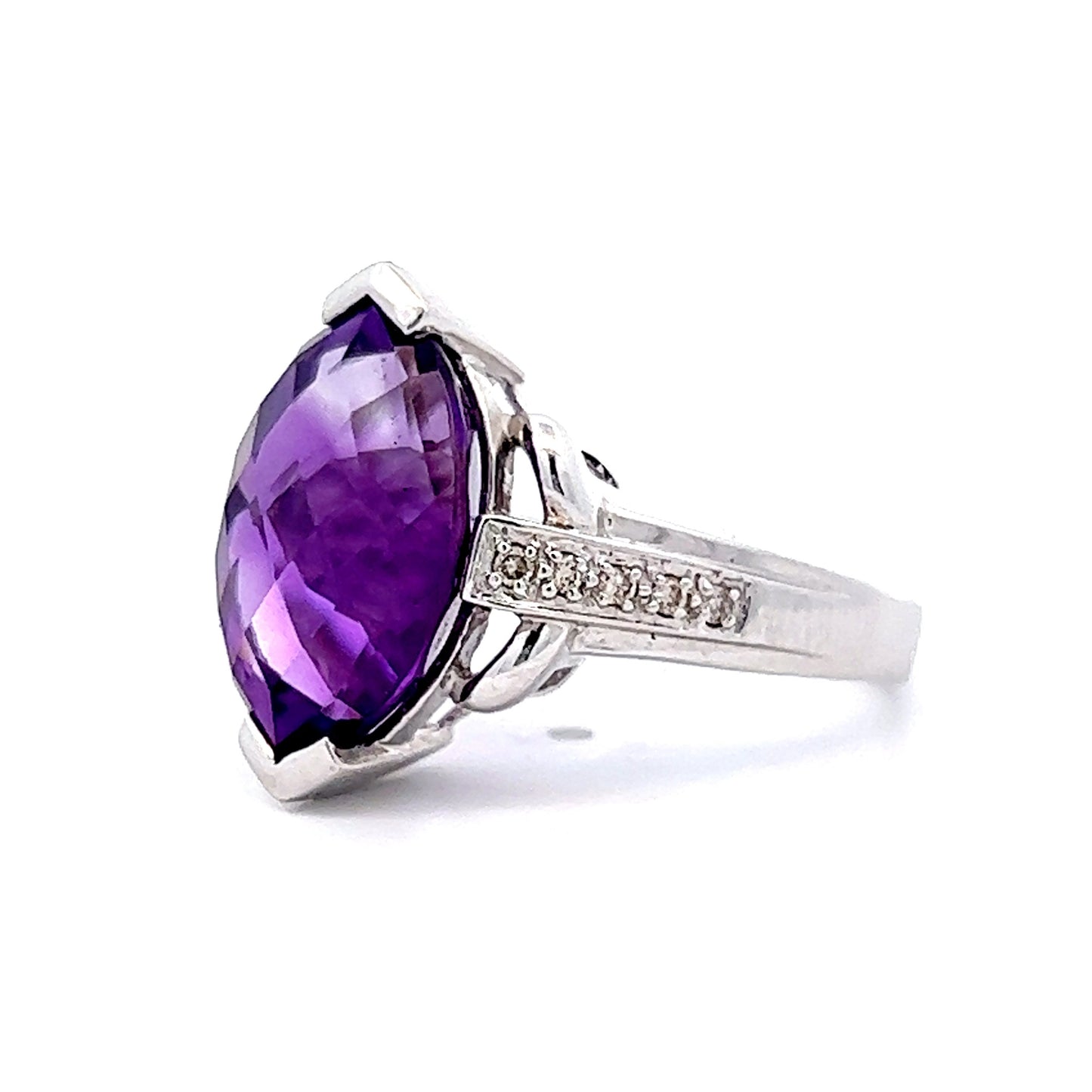 5.09 Marquise Cut Amethyst Cocktail Ring in 14k White Gold
