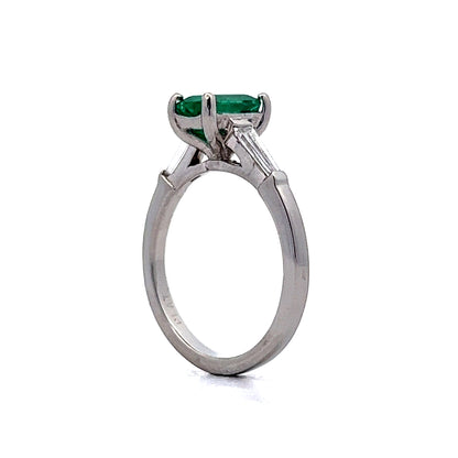Mid-Century 1.12 Emerald & Diamond Ring in Platinum