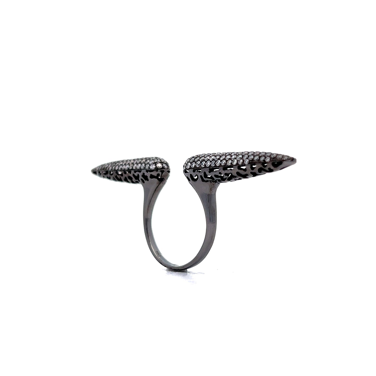 Pave Diamond Spike Cocktail Ring in 18k White Gold