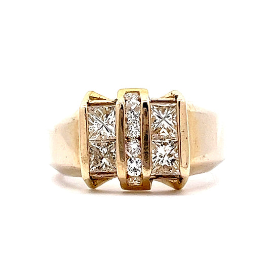 1.56 Princess Cut Diamond Right Hand Ring in 18k Yellow Gold