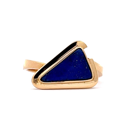 Bezel Set Lapis Lazuli Cocktail Ring in 14k Yellow Gold