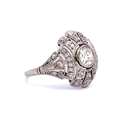 Bezel Set Old European Diamond Cocktail Ring in Platinum