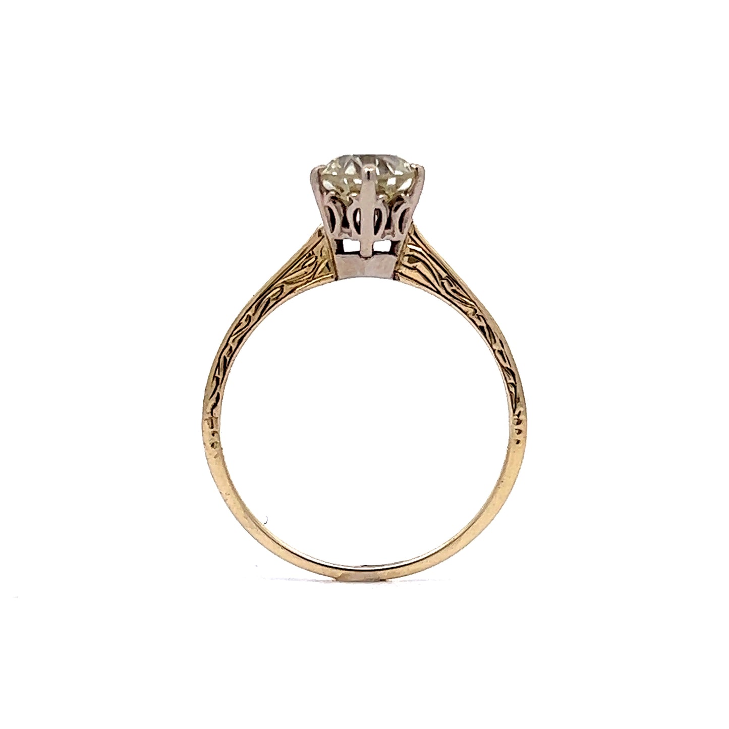 Vintage 1.41 Old European Solitaire Engagement Ring in 14k Yellow Gold