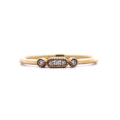 Milgrain Textured Diamond Wedding Band in 10k Yellow Gold