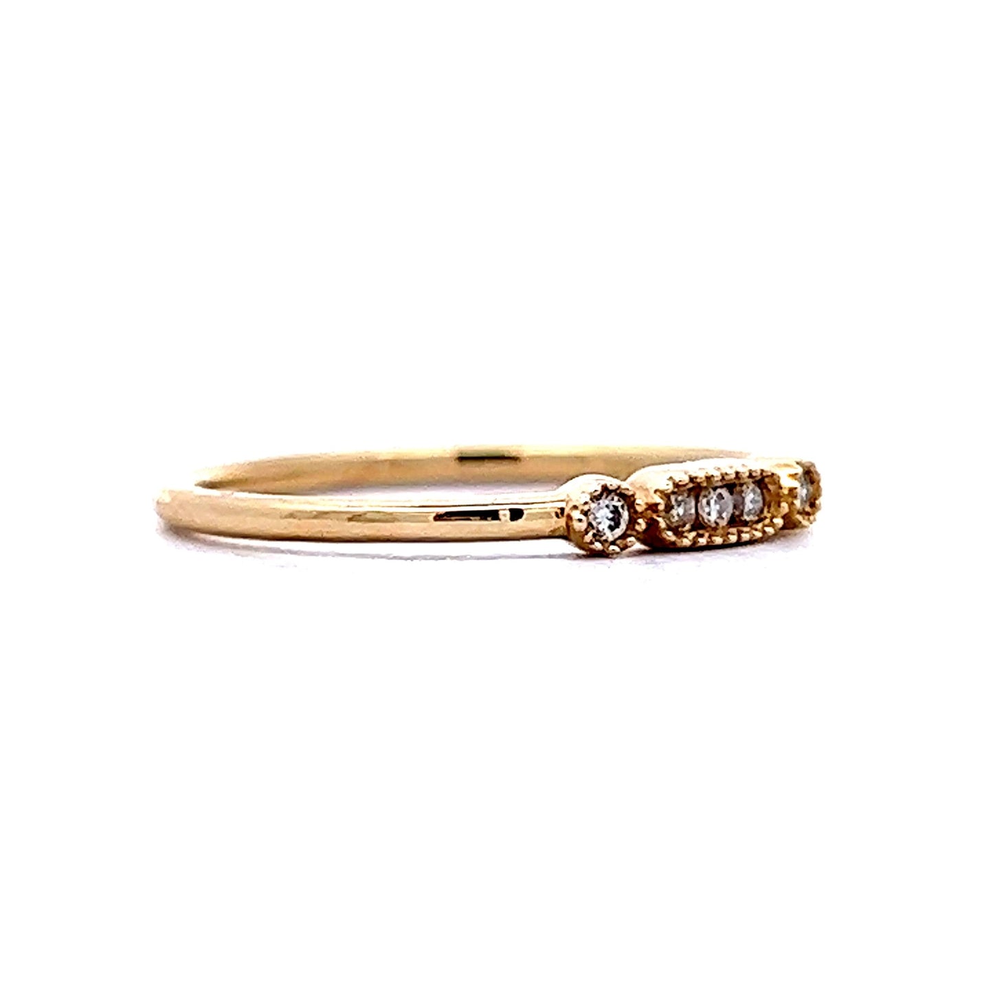 Milgrain Textured Diamond Wedding Band in 10k Yellow Gold