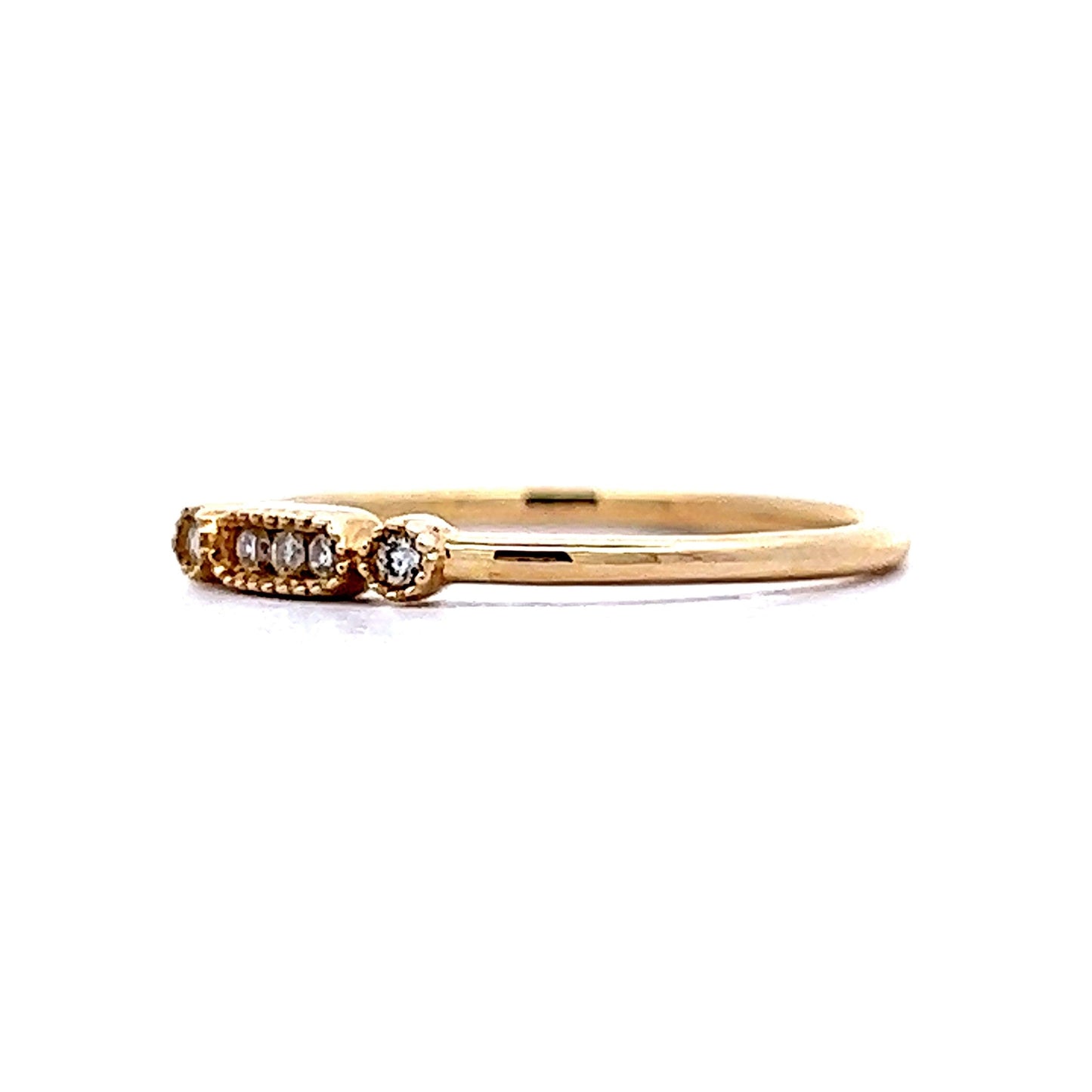 Milgrain Textured Diamond Wedding Band in 10k Yellow Gold