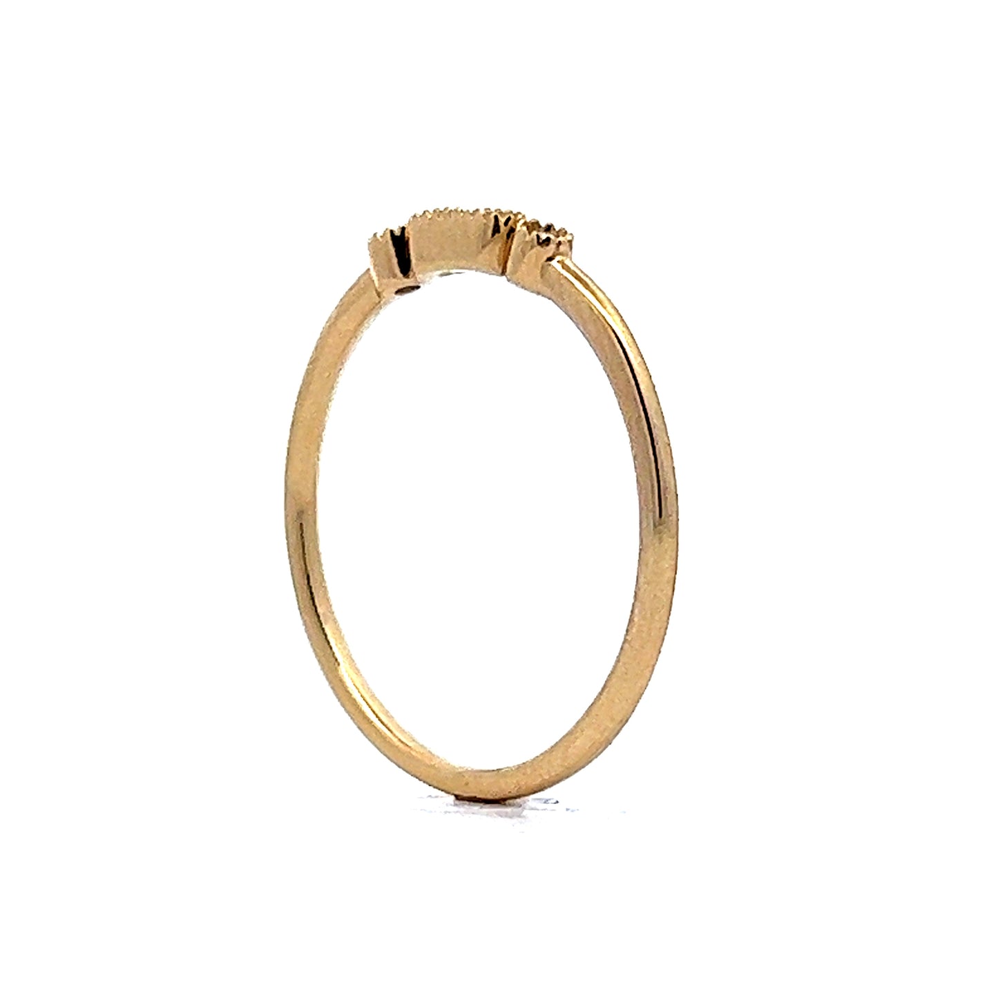 Milgrain Textured Diamond Wedding Band in 10k Yellow Gold