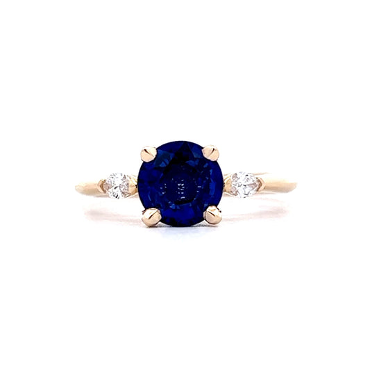 1.60 Blue Sapphire Engagement Ring in 14k Yellow Gold