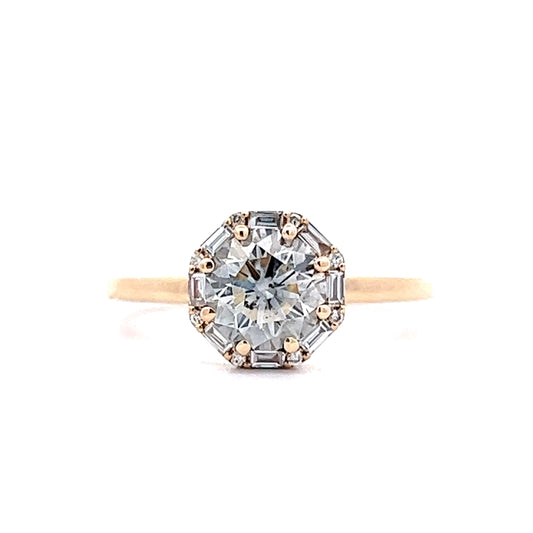 1.12 Diamond Halo Engagement Ring in 14k Yellow Gold