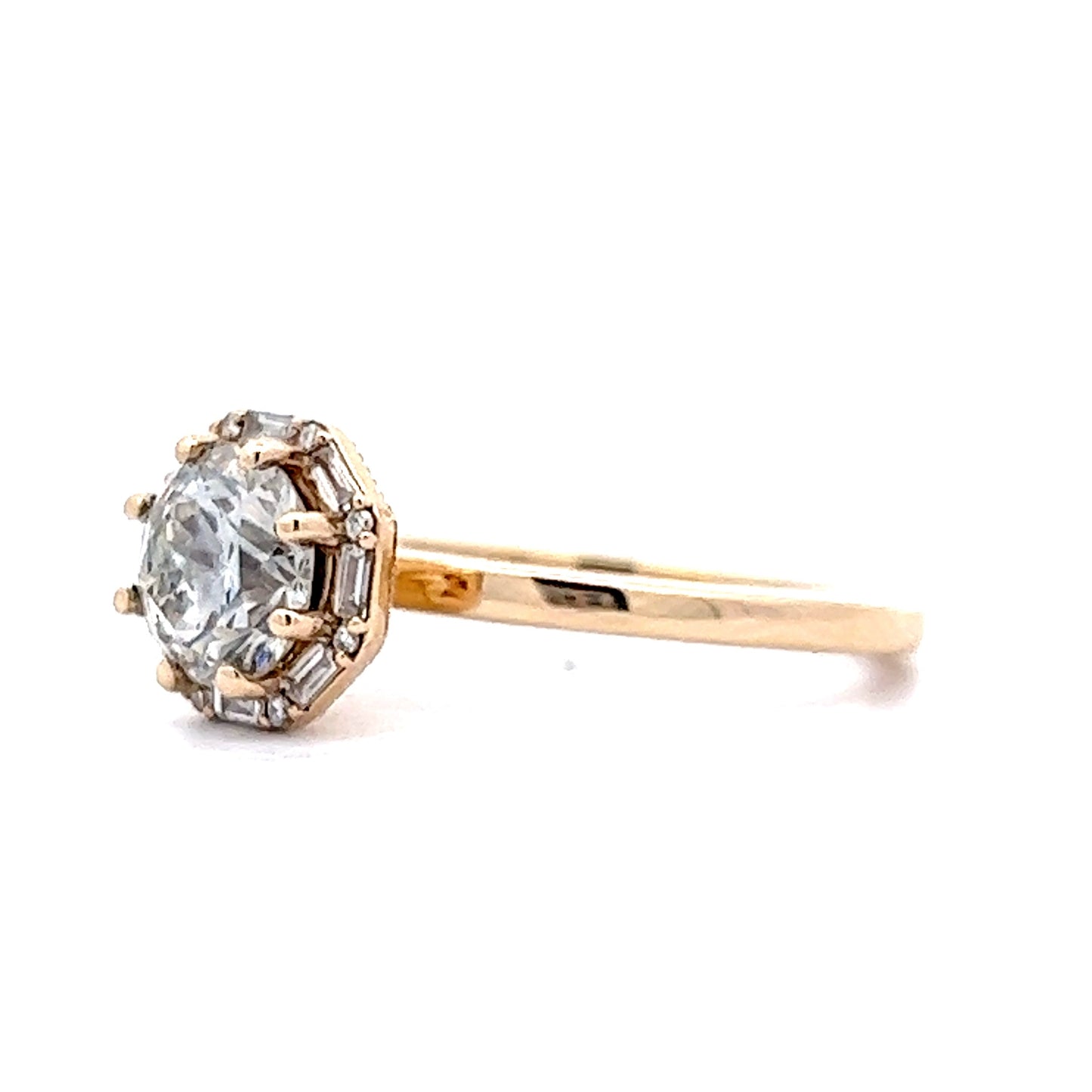 1.12 Diamond Halo Engagement Ring in 14k Yellow Gold