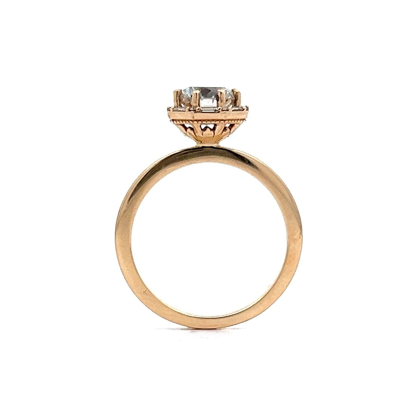 1.12 Diamond Halo Engagement Ring in 14k Yellow Gold