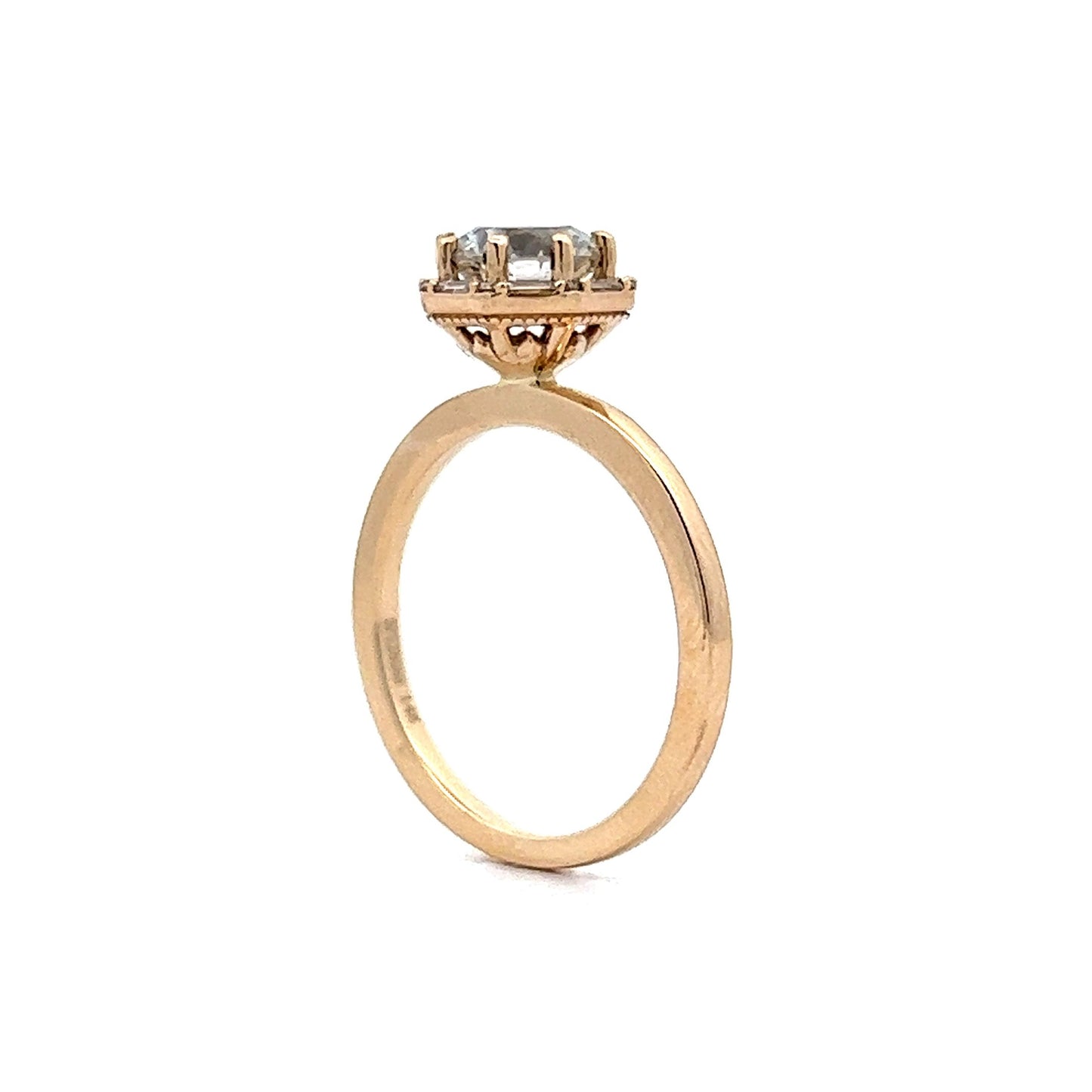 1.12 Diamond Halo Engagement Ring in 14k Yellow Gold