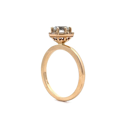 1.12 Diamond Halo Engagement Ring in 14k Yellow Gold