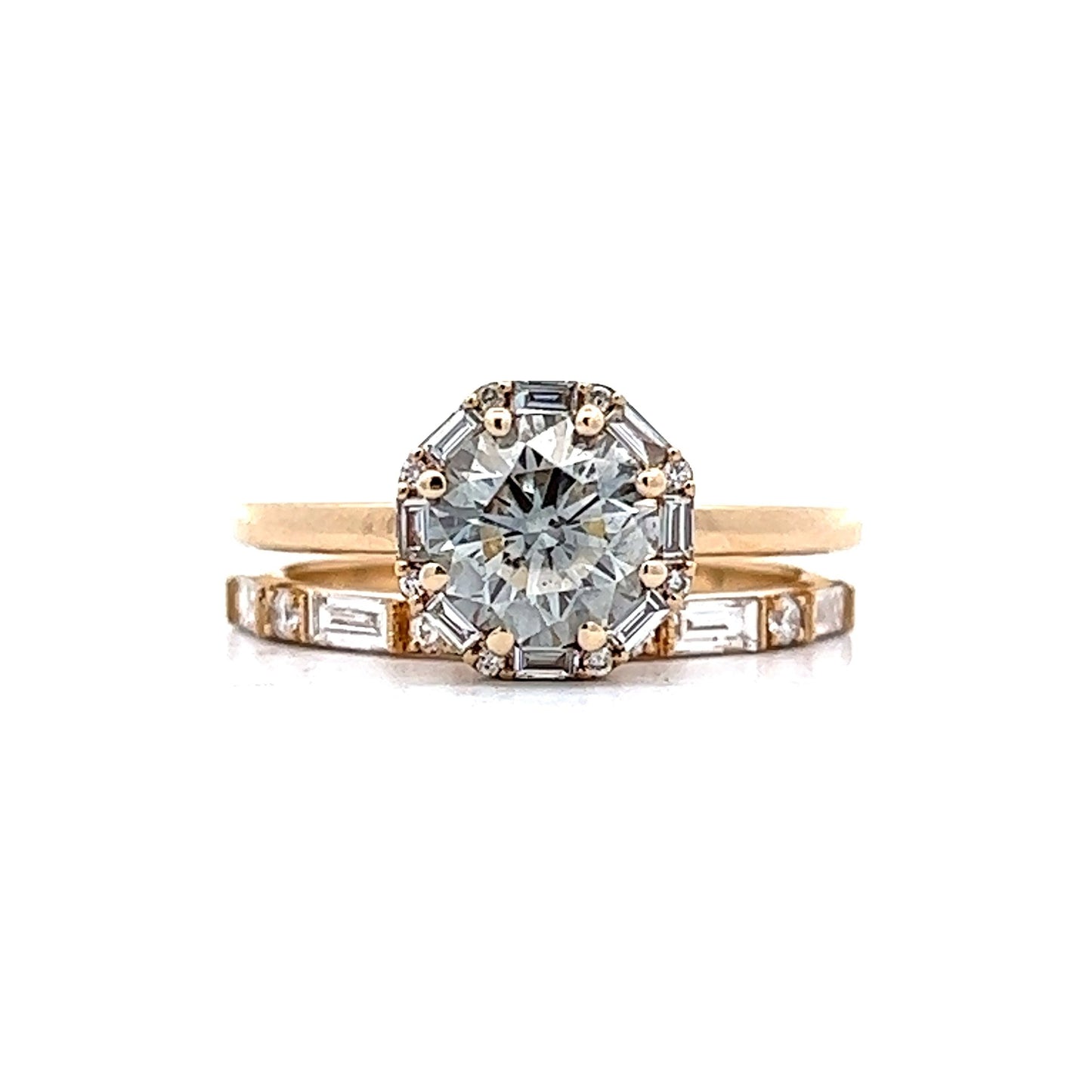 1.12 Diamond Halo Engagement Ring in 14k Yellow Gold