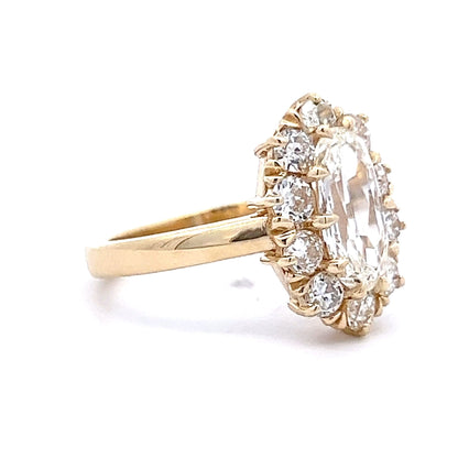 1.56 Oval Diamond Halo Engagement Ring in 14k Yellow Gold