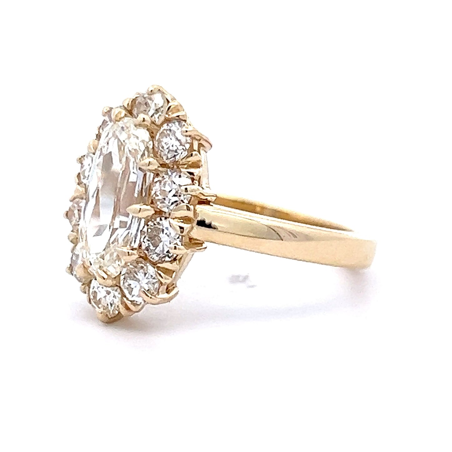 1.56 Oval Diamond Halo Engagement Ring in 14k Yellow Gold