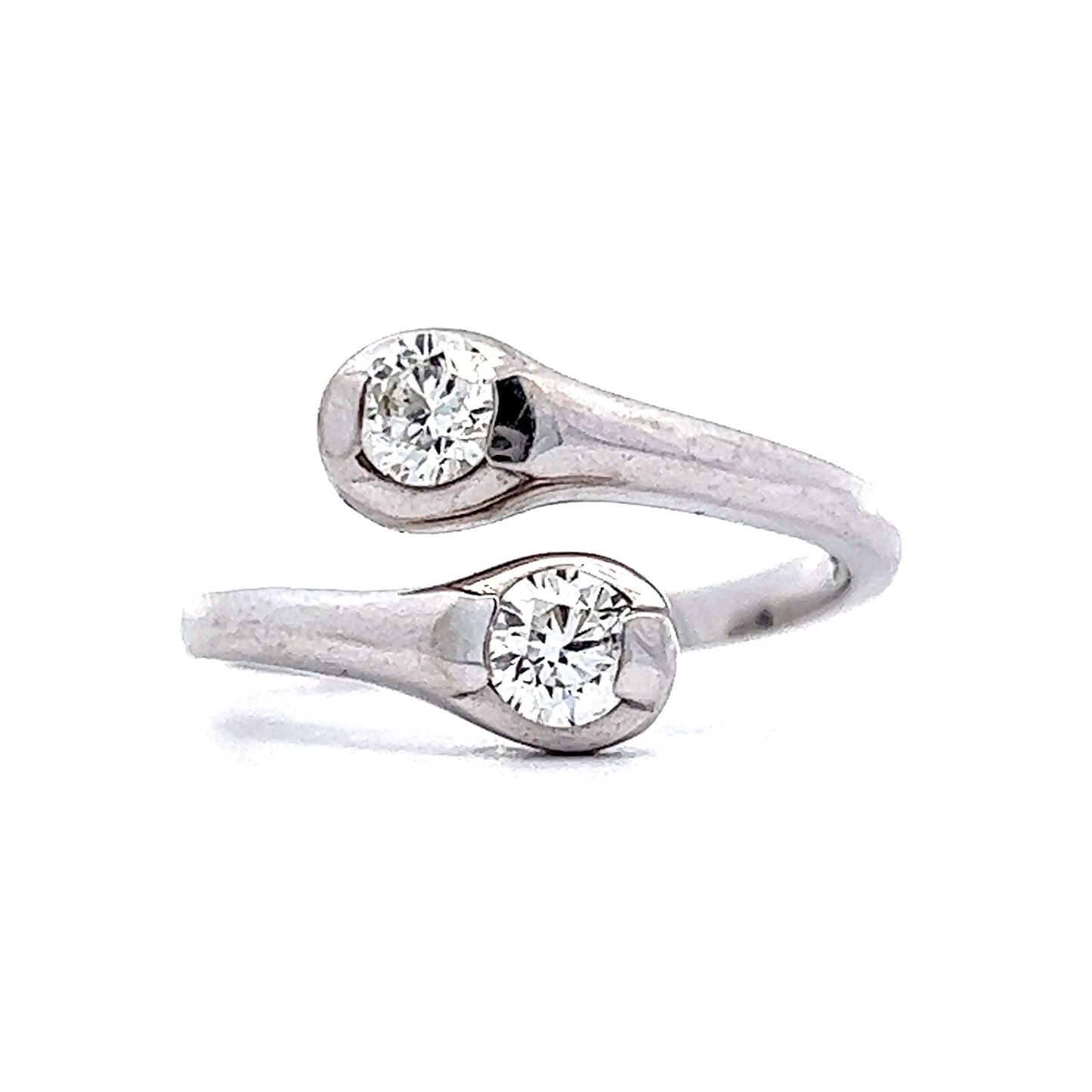 .50 Toi Et Moi Right Hand Ring in 14k White Gold