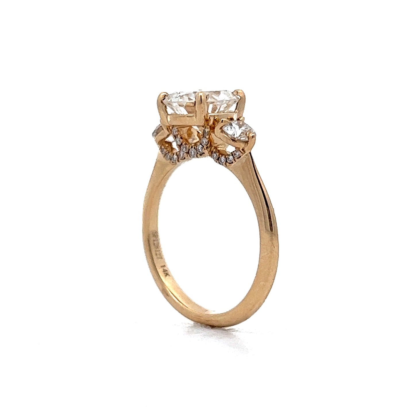 1.76 Diamond Three Stone Engagement Ring in Yellow Gold