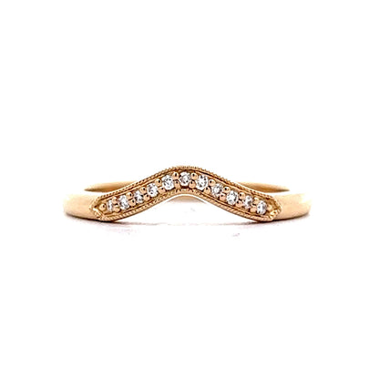 Diamond Contoured Milgrain Band in 14k Yellow Gold