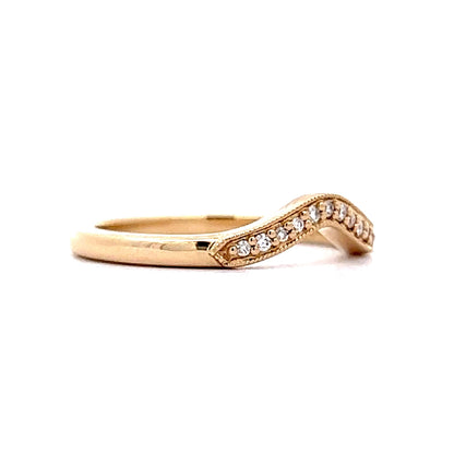 Diamond Contoured Milgrain Band in 14k Yellow Gold