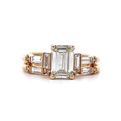 Baguette & Round Diamond Wedding Band in 14k Yellow Gold