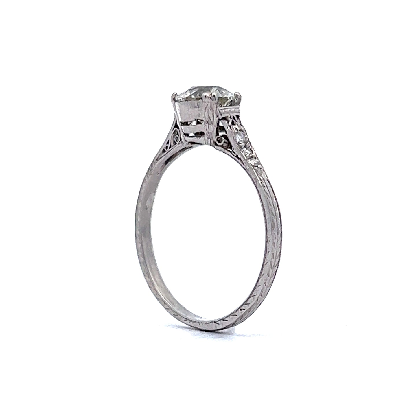 Vintage .86 European Cut Diamond Engagement Ring in Platinum