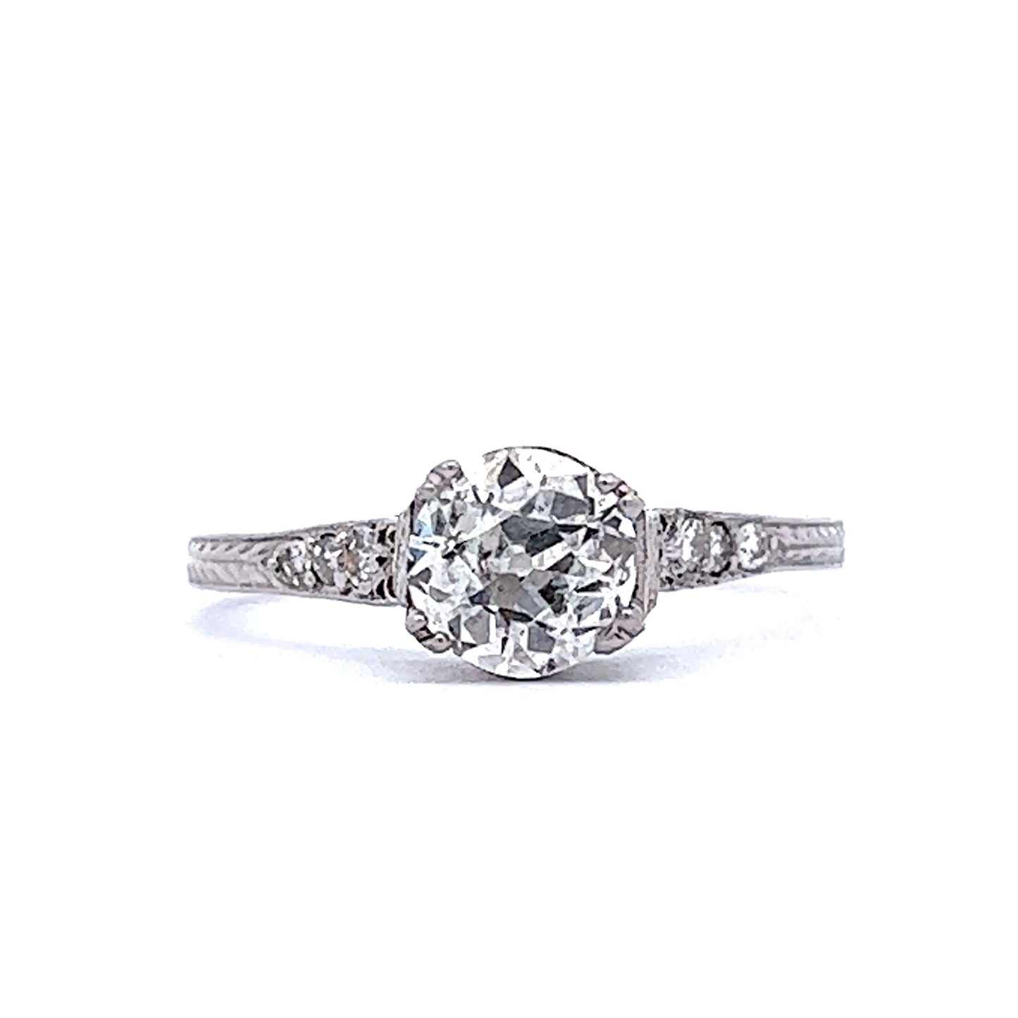 Vintage .86 European Cut Diamond Engagement Ring in Platinum