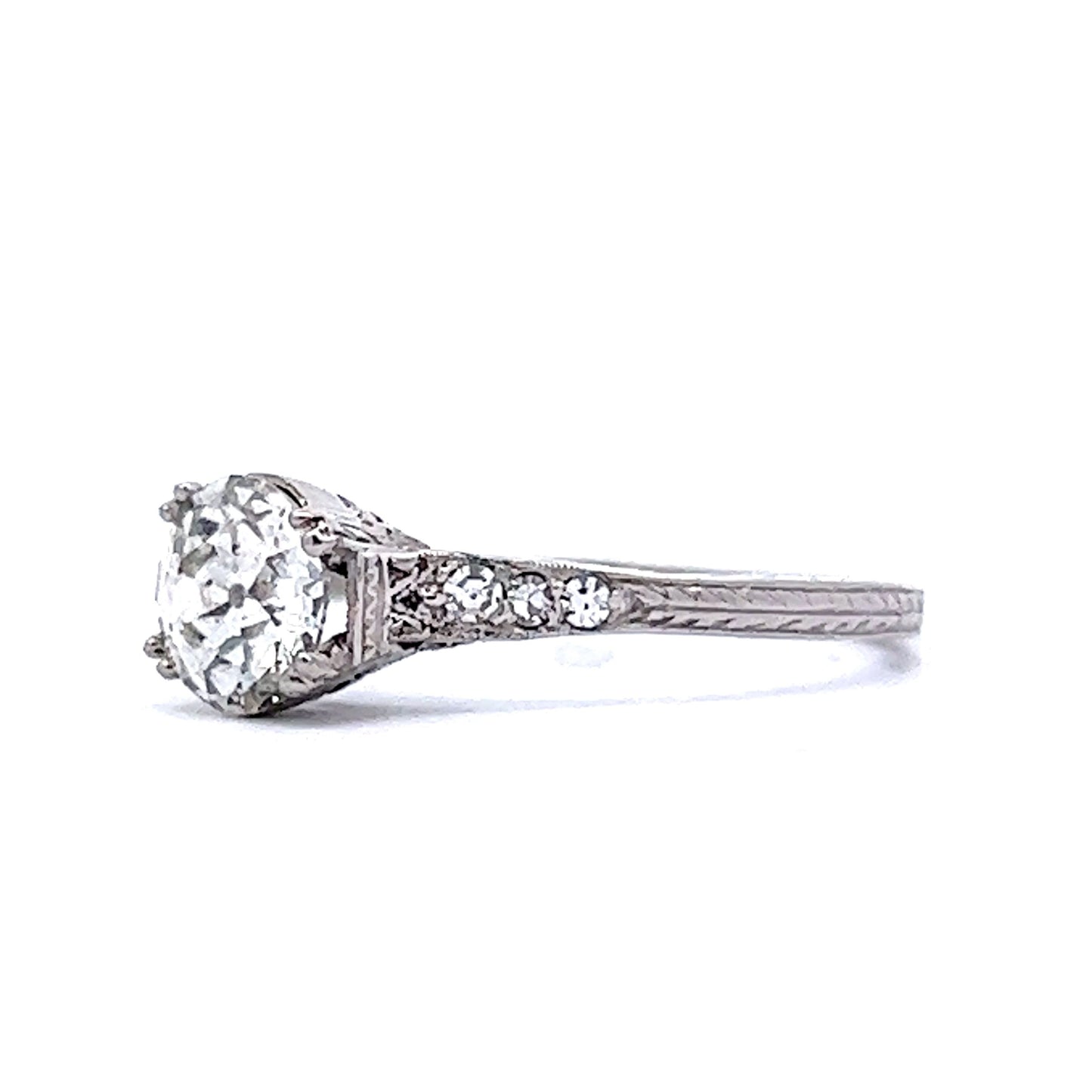 Vintage .86 European Cut Diamond Engagement Ring in Platinum