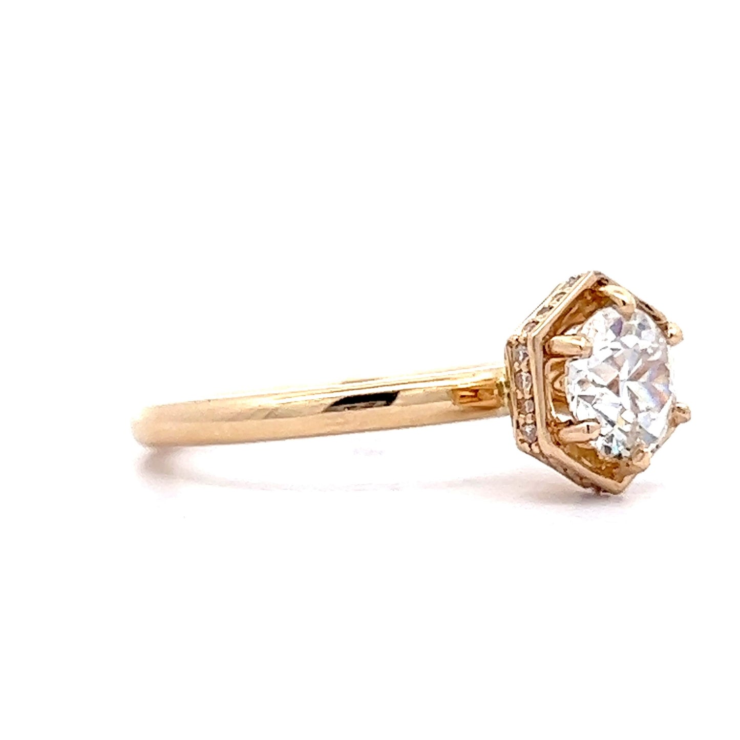 .91 Hidden Halo Diamond Engagement Ring in 14k Yellow Gold