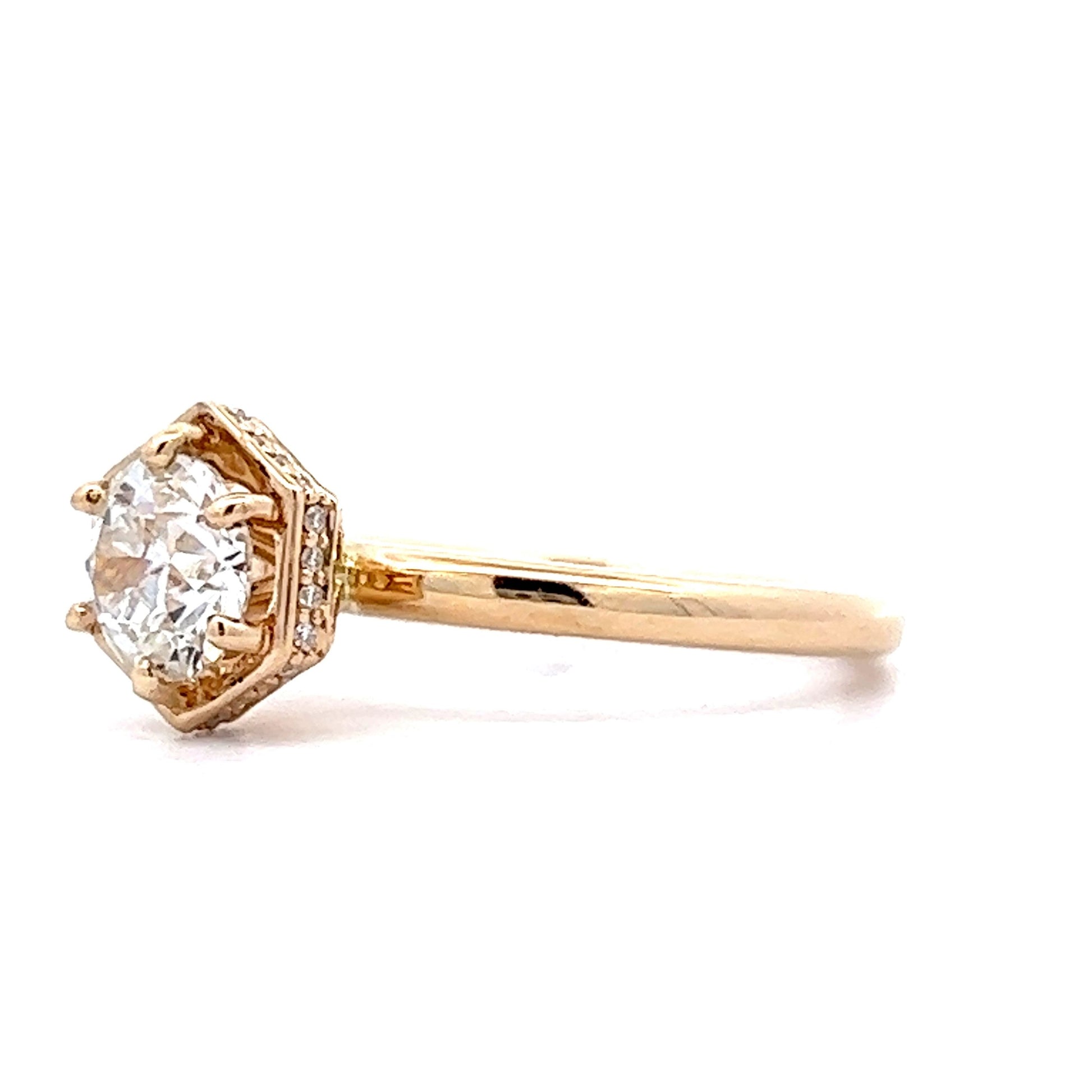 .91 Hidden Halo Diamond Engagement Ring in 14k Yellow Gold