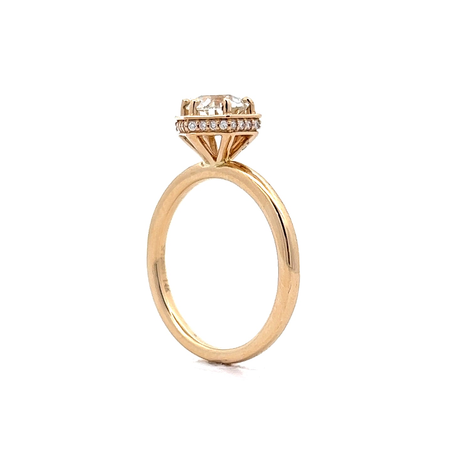 .91 Hidden Halo Diamond Engagement Ring in 14k Yellow Gold
