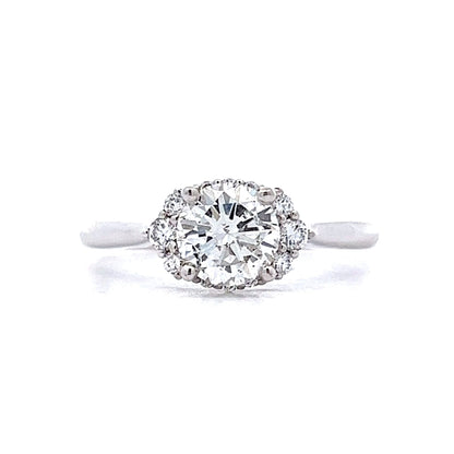 1.01 Half Halo Diamond Engagement Ring in 14k White Gold