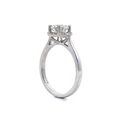 1.01 Half Halo Diamond Engagement Ring in 14k White Gold