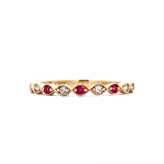 .10 Ruby & Diamond Stacking Band in 14k Yellow Gold