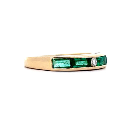 .80 Emerald & Diamond Stacking Band in 18k Yellow Gold