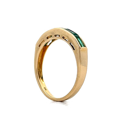 .80 Emerald & Diamond Stacking Band in 18k Yellow Gold
