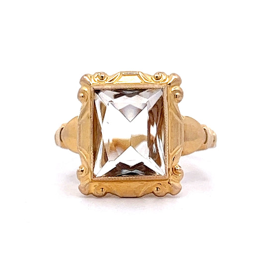 2.10 Vintage Art Deco Citrine Cocktail Ring in Yellow Gold