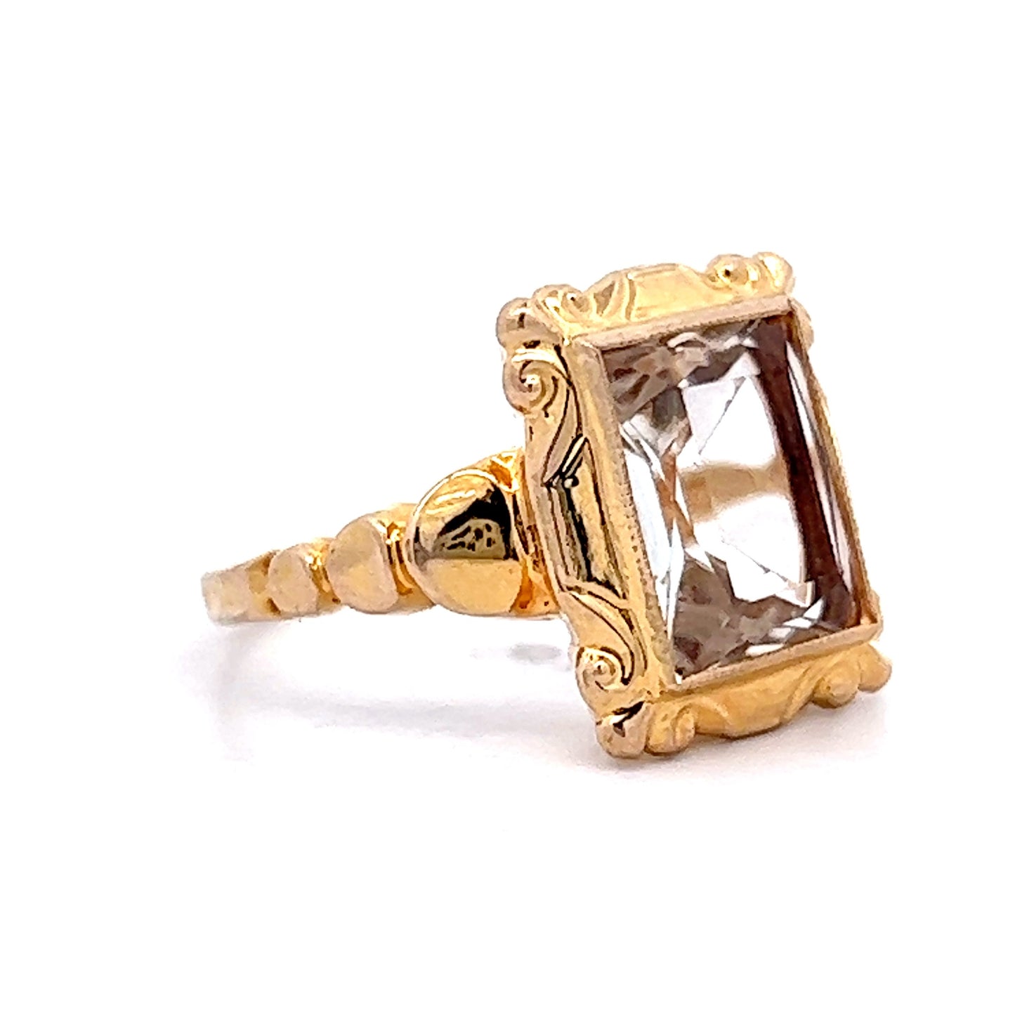 2.10 Vintage Art Deco Citrine Cocktail Ring in Yellow Gold