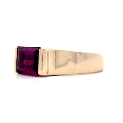 1.63 Emerald Cut Garnet Cocktail Ring in Yellow Gold