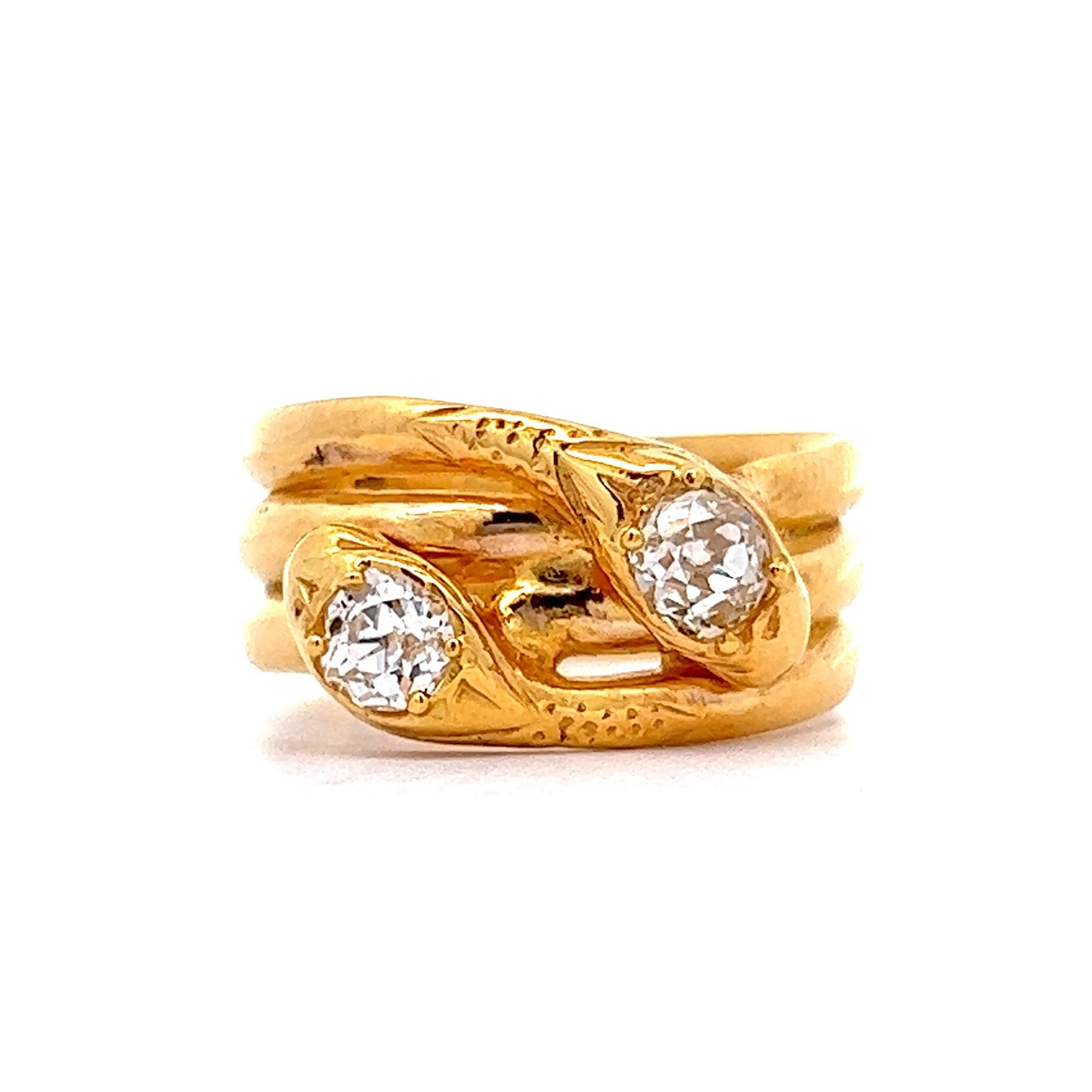 .29 Antique Victorian Diamond Snake Ring in 14k Yellow Gold